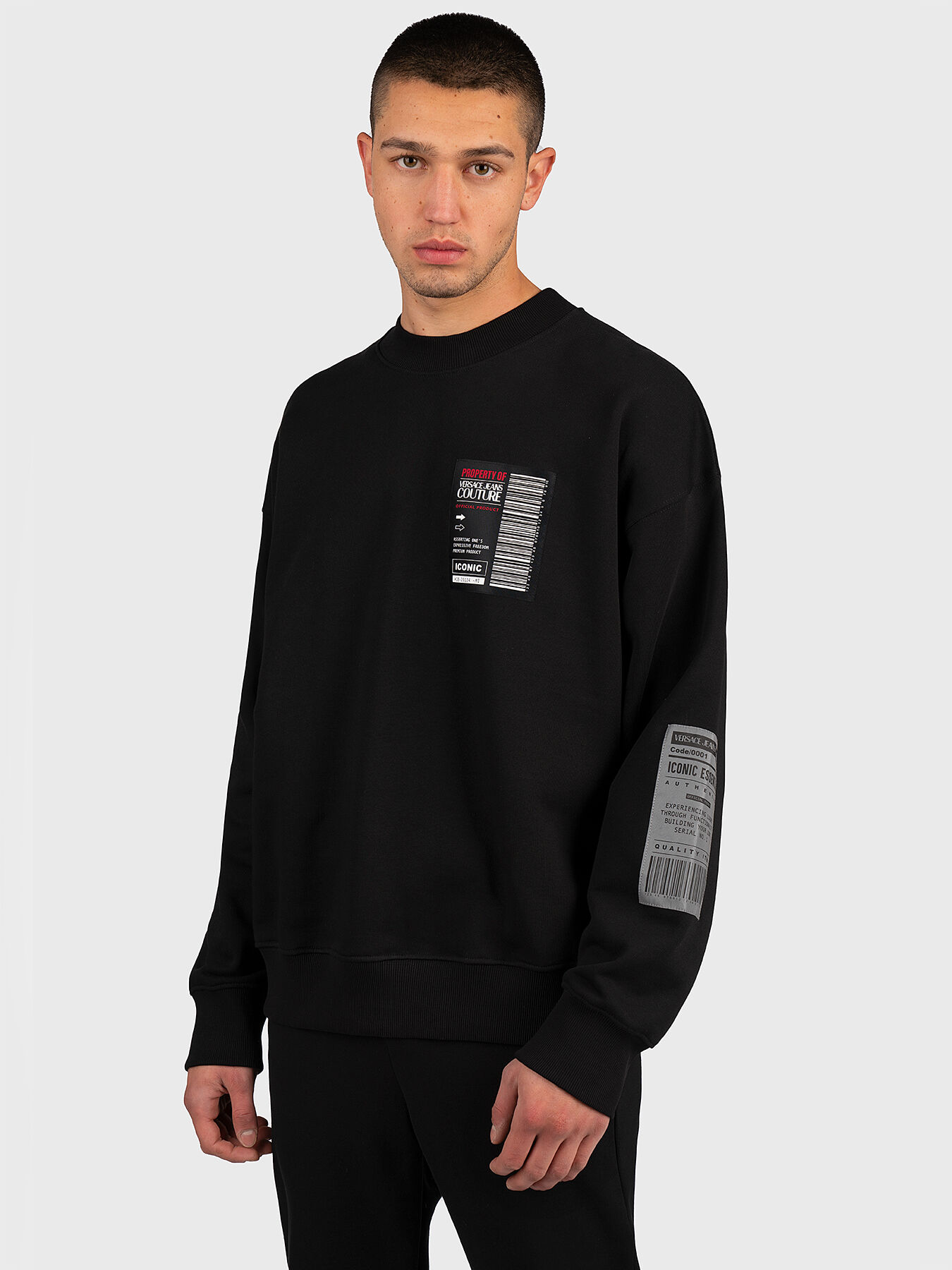 Tシャツ・カットソー VERSACE Embroidered Nylon Band Sweater VERSACE Logo-Embroidered Crewneck T-Shirt - POIZON