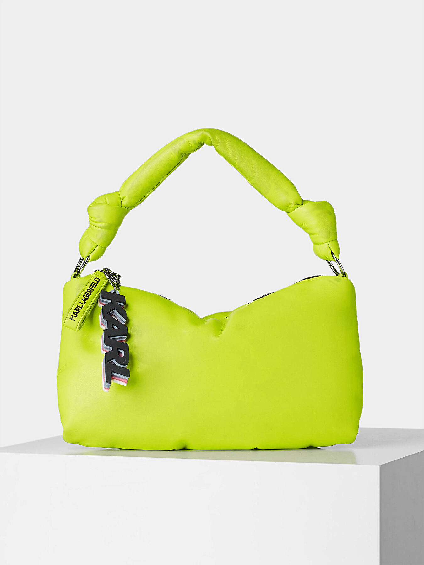 K KNOTTED shoulder bag in lime color brand Karl Lagerfeld Globalbrandsstore en