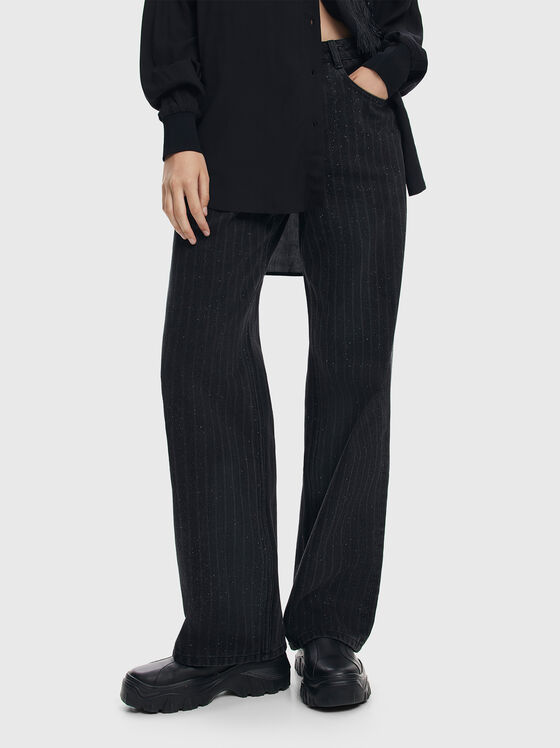 Jeans with stripes and glitter - 1