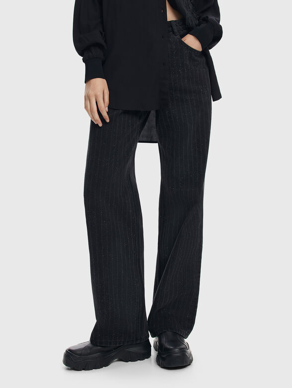 Jeans with stripes and glitter - 1