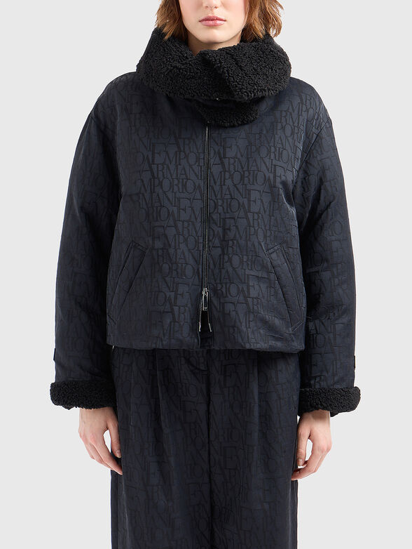 Wool jacket with monogram print - 1