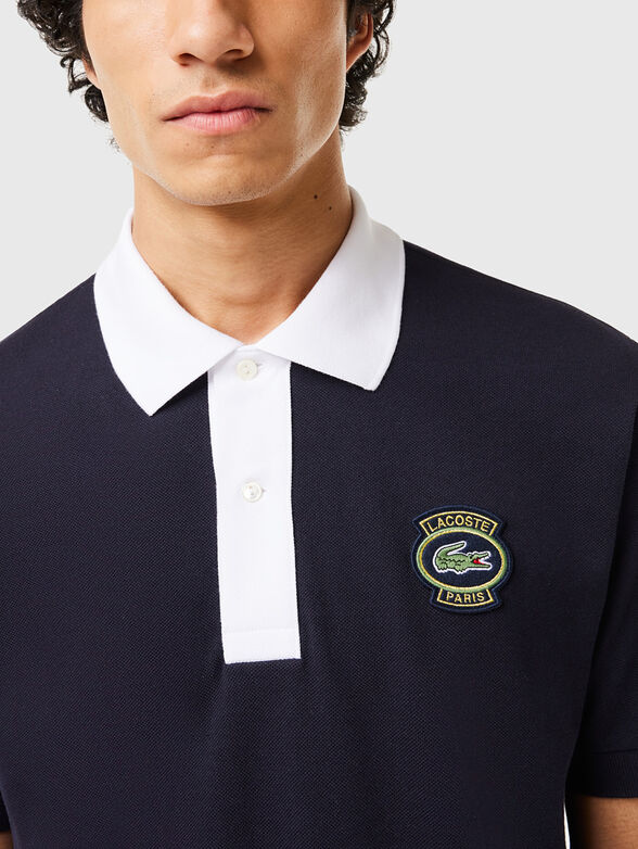 Navy polo shirt with contrast collar - 4