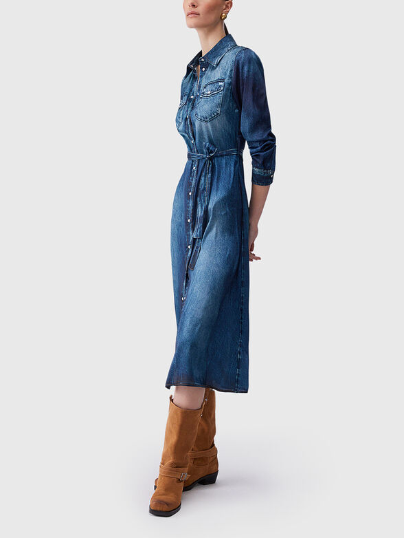 Long dress with denim effect - 4