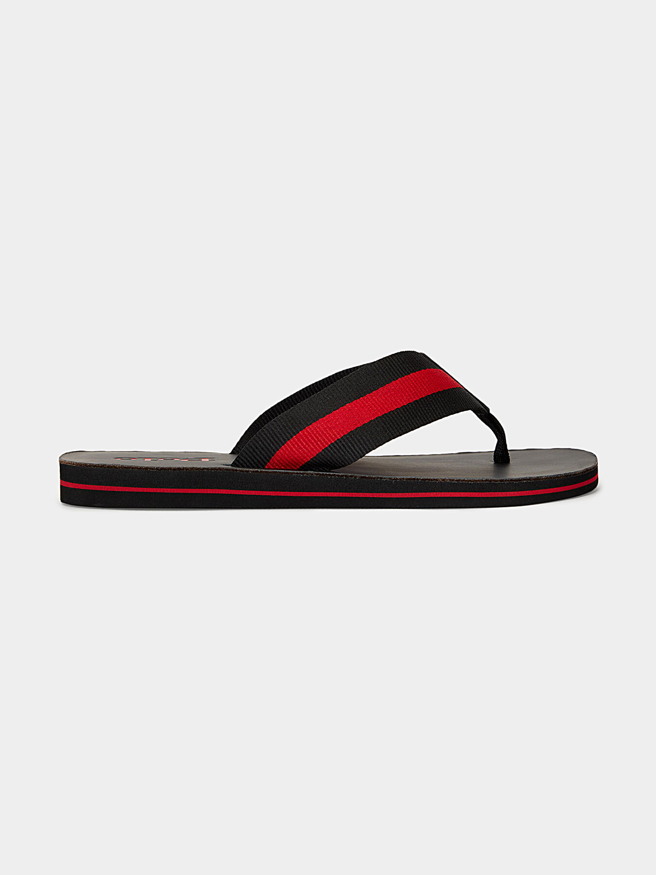 Black polo flip flops top