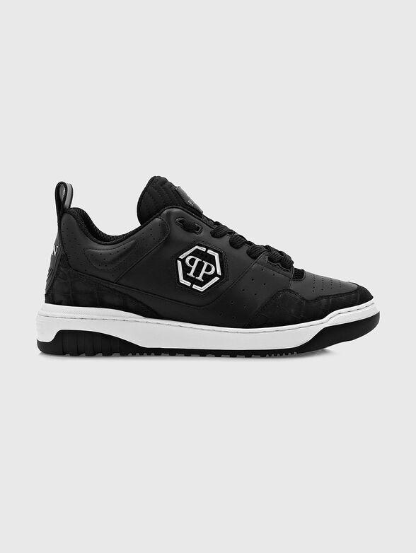 Shoes in black with croco detail - 1