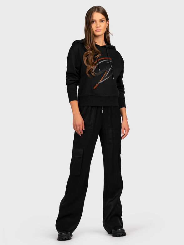 Black sweatshirt with rhinestones - 2