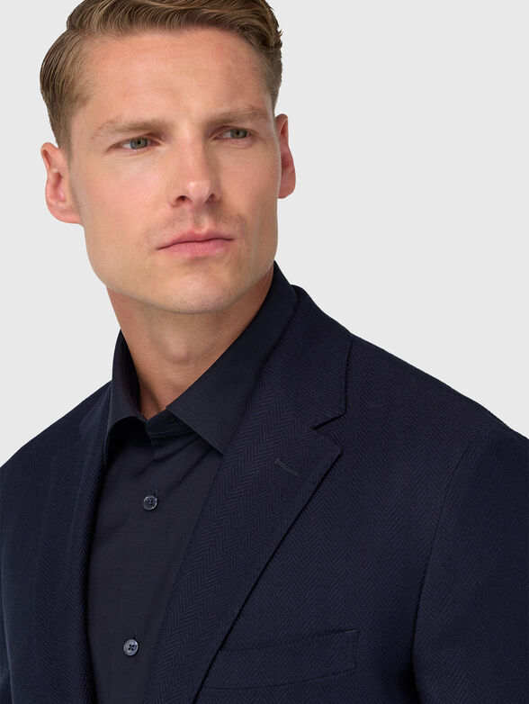 Herringbone pattern wool blazer - 4