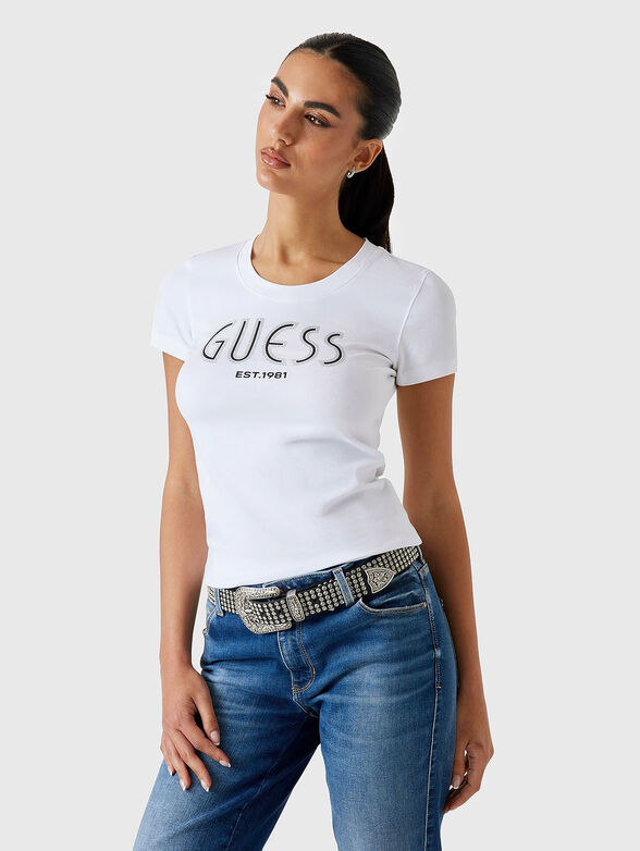 Black cotton T-shirt with logo print - 1