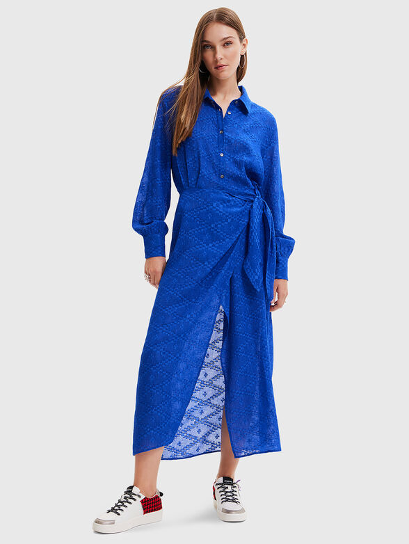 Maxi dress shirt with puff sleeves - 1