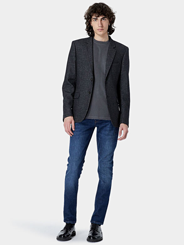 Wool jacket with leather elbow inserts - 1