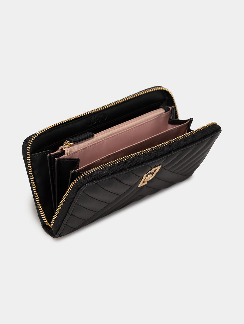 Black purse with quilted effect and logo detail - 3