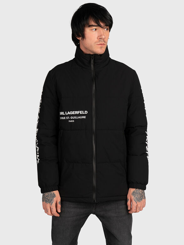 Black padded jacket with contrasting lettering - 1