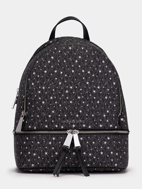 Black backpack with monogram print - 1