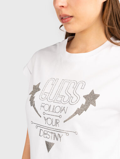 Cotton T-shirt with rhinestones - 5