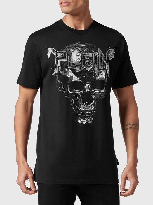 T-shirt with print and rhinestones