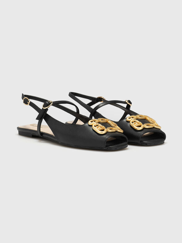 Leather sandals with gold accents - 2