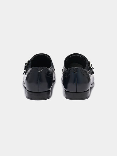 Blue leather shoes with buckles - 4