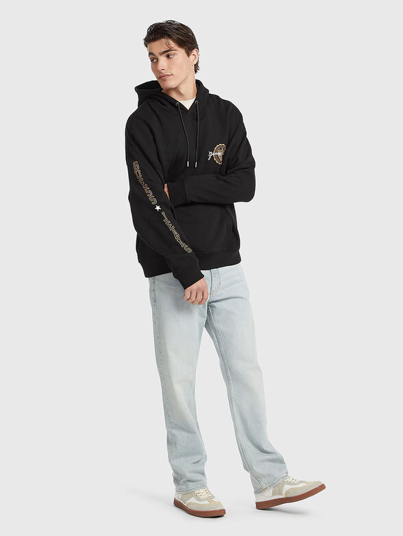 Cotton sweatshirt with hood and logo detail - 2