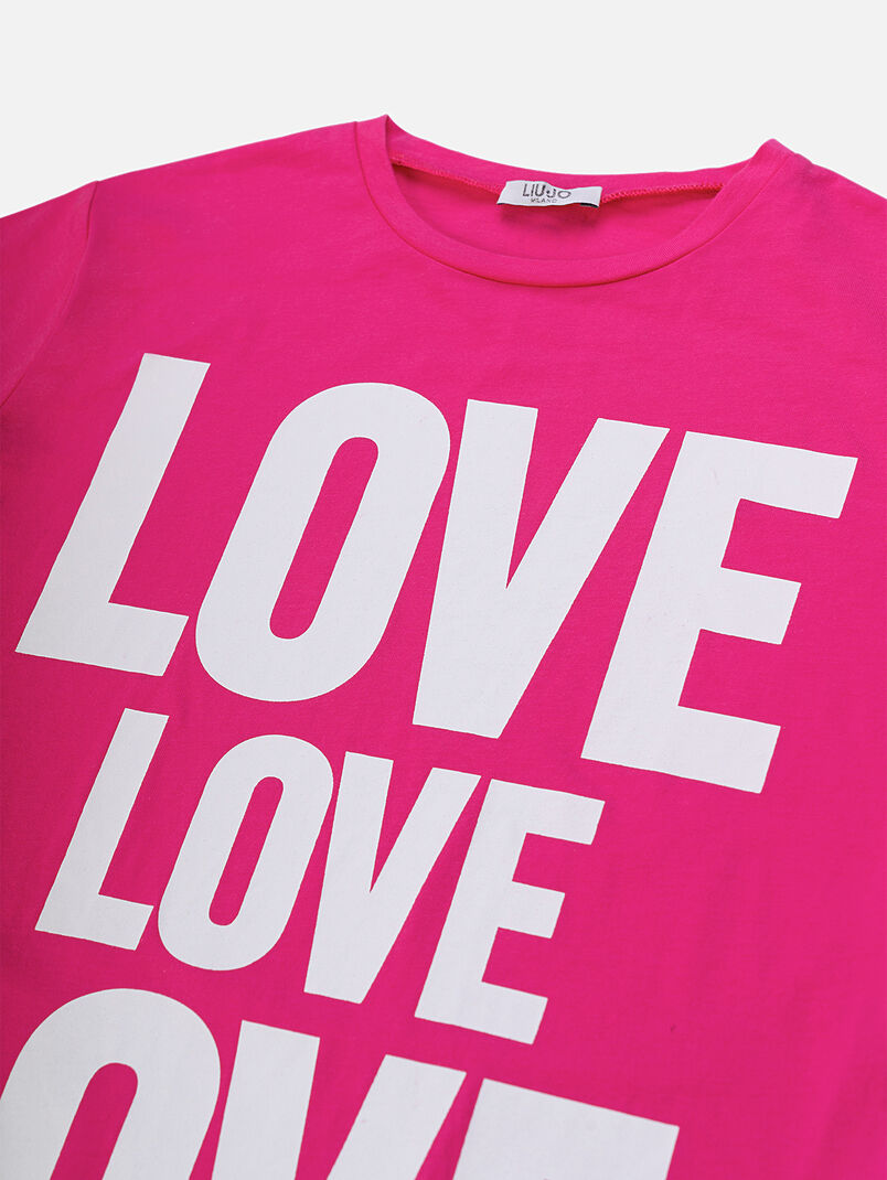 T-shirt in fuxia color with print - 3