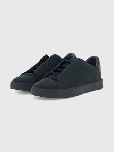 Dark blue suede sneakers - 3