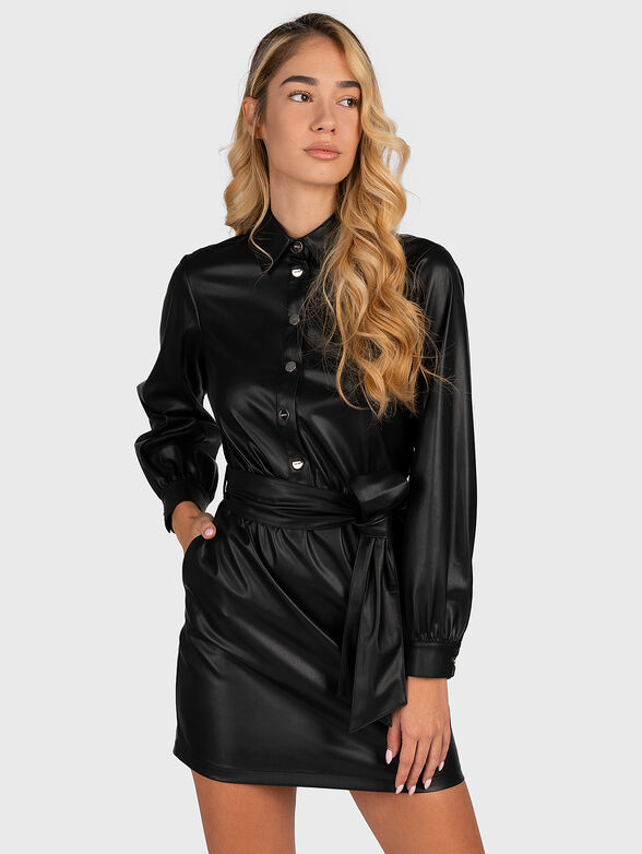 chinese dress ladies Liu Jo Women's Vegan Leather Dress, Short Chemisier Model in Coated Fabric,  Black, Black, 10 : Amazon.co.uk: Fashion