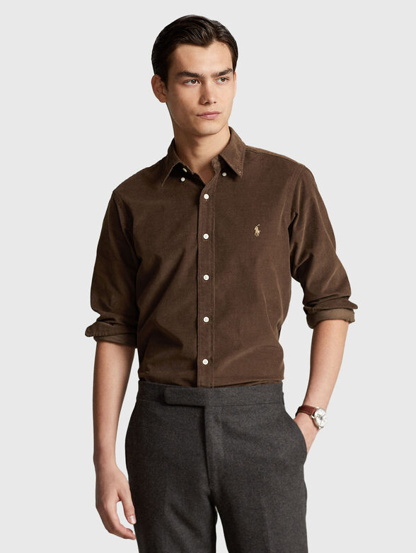 Brown logo cotton shirt - 1