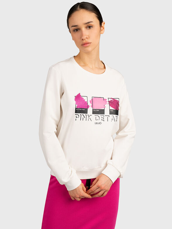 Sweatshirt with appliqued rhinestones - 1