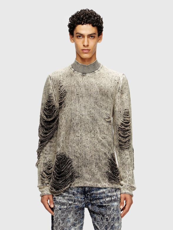 K-FJORDI cotton sweater with accent rips - 2