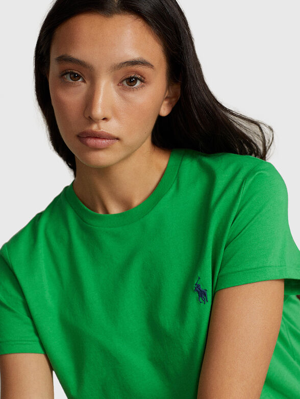 Green T-shirt with contrast logo  - 4