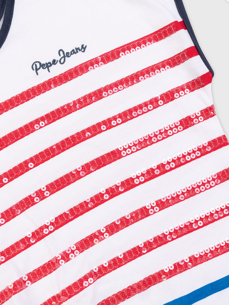 Cotton white t-shirt with stripes - 3