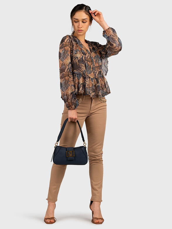 V-neck blouse with multicolor print - 2