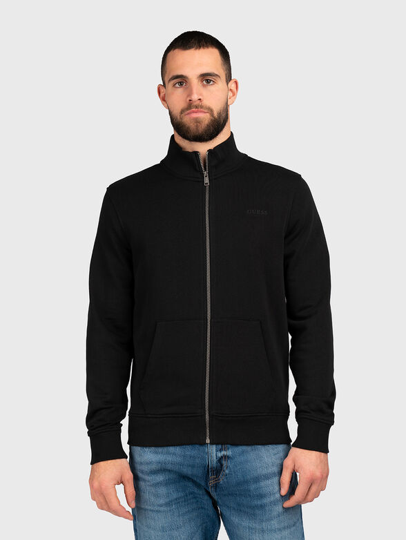 Cotton blend sweatshirt with zip - 1