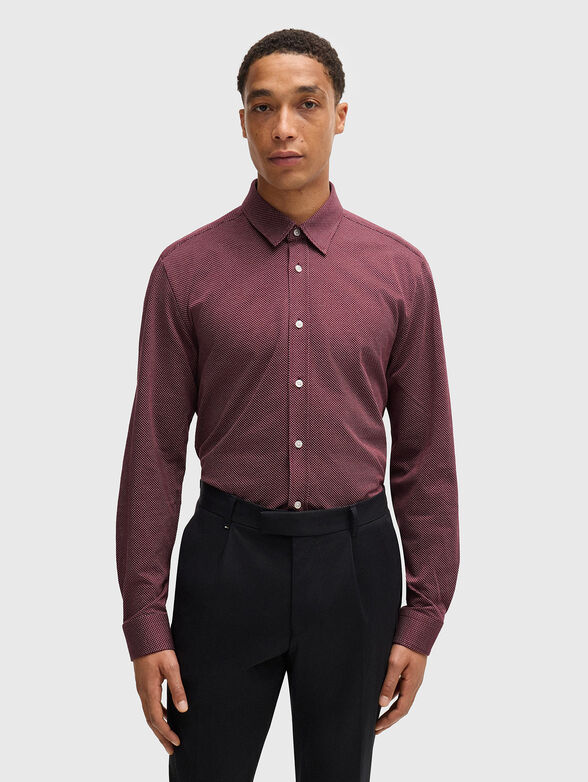 Shirt with dotted pattern in bordeaux - 1