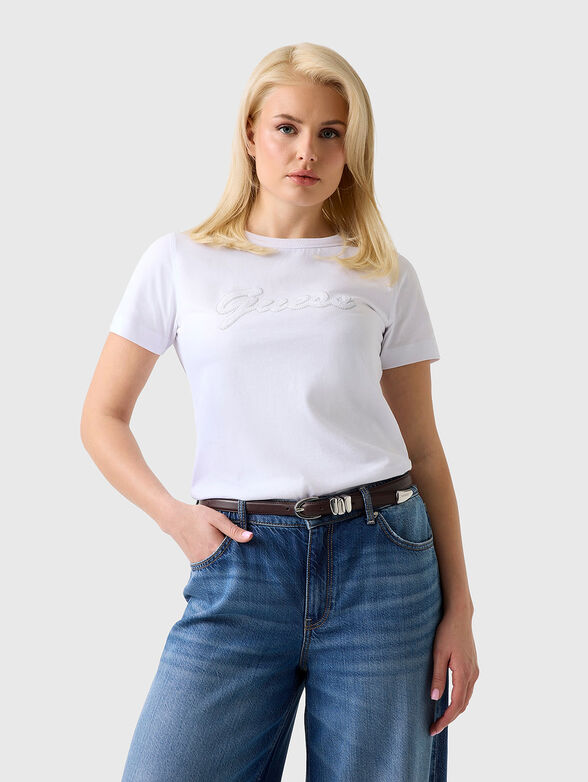 Cotton T-shirt with a round neckline - 1