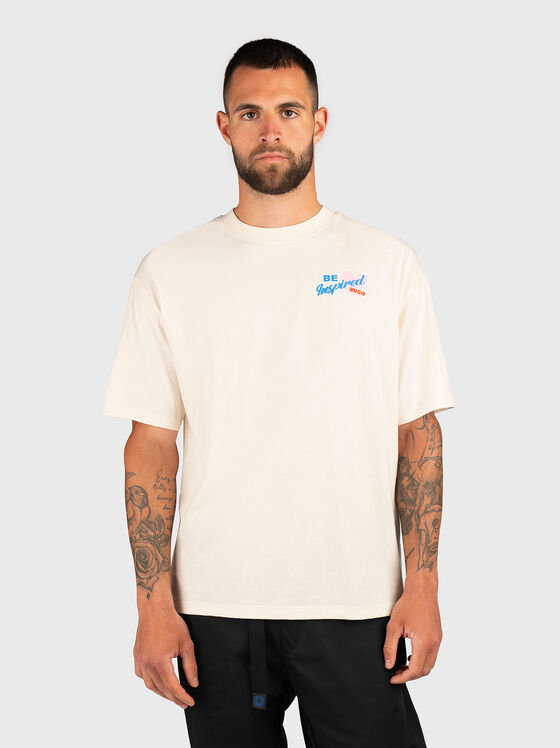 T-shirt with oval neckline and print - 1