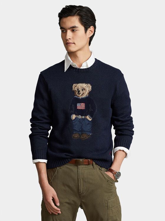 Пуловер от памучен бленд с Polo Bear мотив  - 1