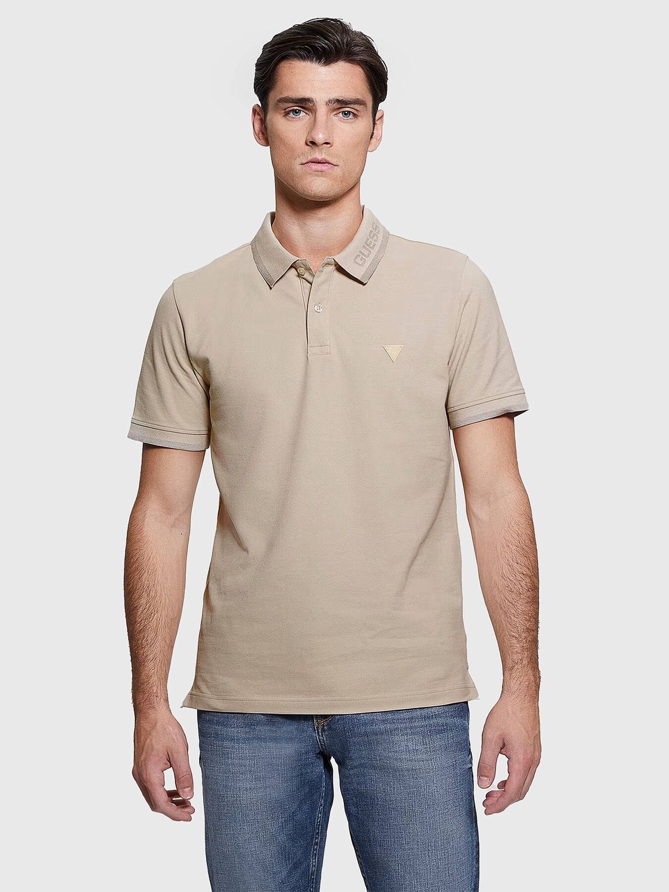 Polo shirt in beige color brand GUESS — Globalbrandsstore.com/en