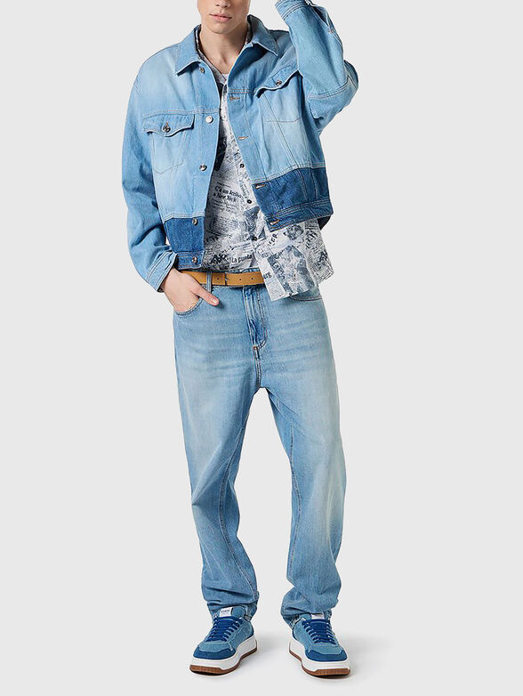 Short sleeve linen shirt with accent print - 2