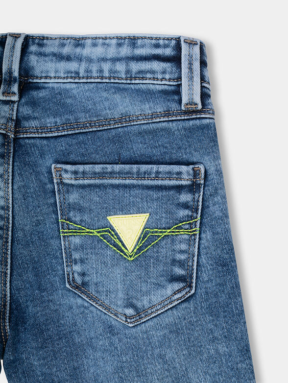 Denim shorts with logo embroidery - 3