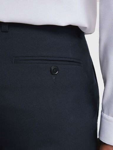 Navy blue slim wool trousers - 3
