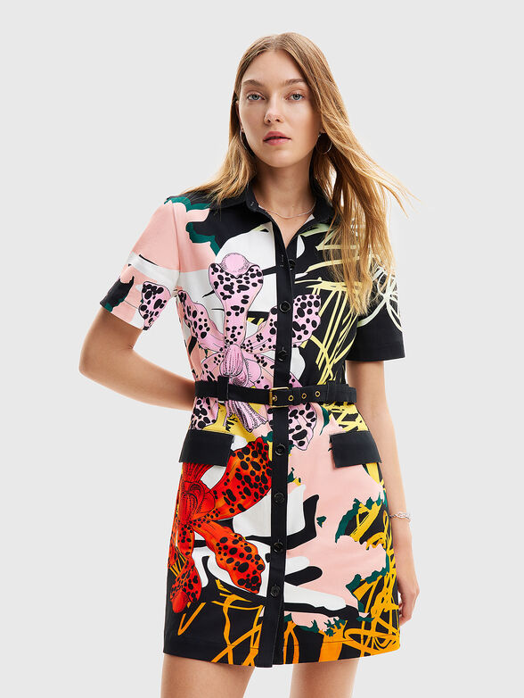 Mini dress with multicolour print - 1