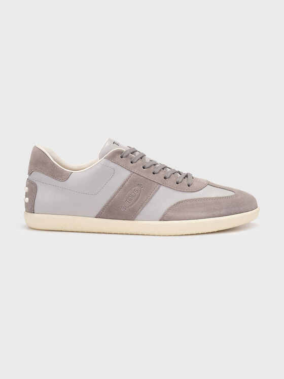 Leather sneakers with embossed logo - 1