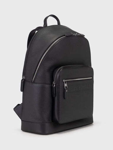 Leather backpack with logo accent - 4