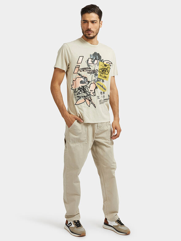 T-shirt with accent print in ecru color - 2