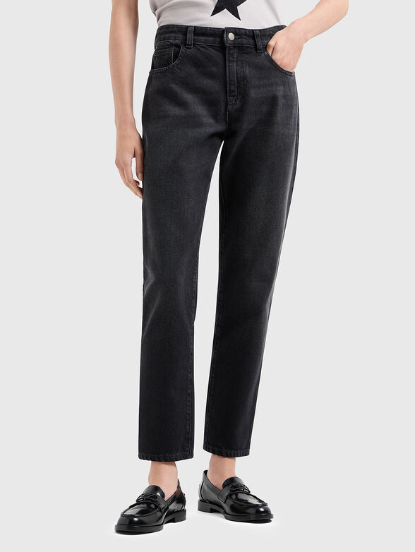 Black jeans with logo detail  - 1