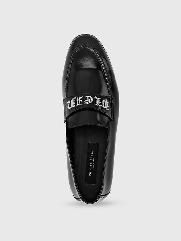Leather loafers with gothic logo accent - 4