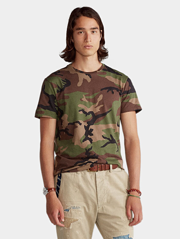 Cotton shirt with camouflage print - 1