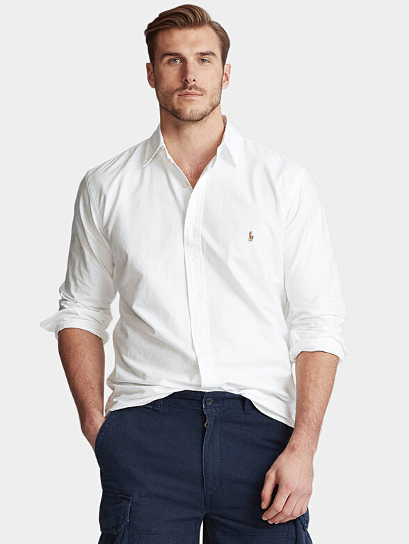 Cotton shirt with logo embroidery - 1