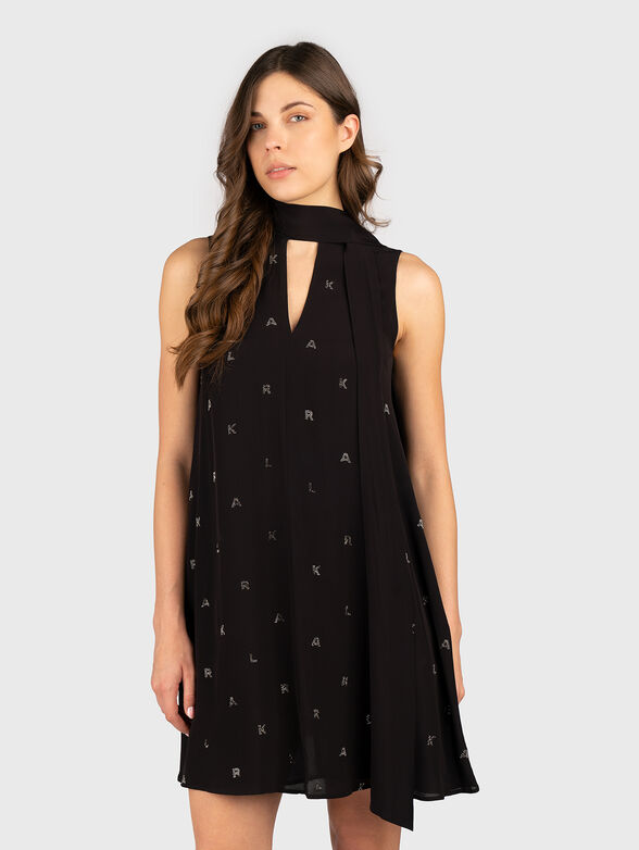 Mini dress with pockets and high neckline - 1
