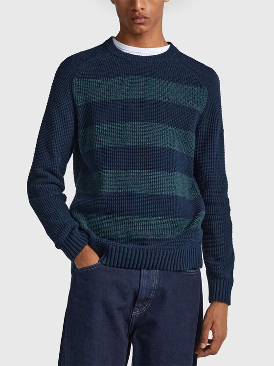 Памучен пуловер SHELDON с овално деколте - 1